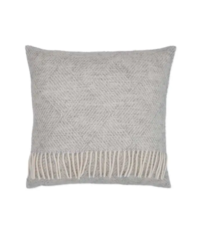 so cosy cushion with fringes in silver grey colour