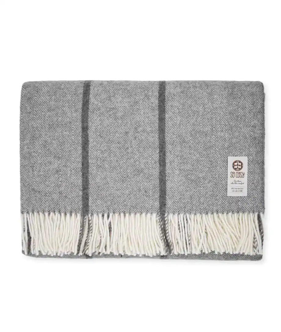 extra large bedspread made from grey Scandinavian wool