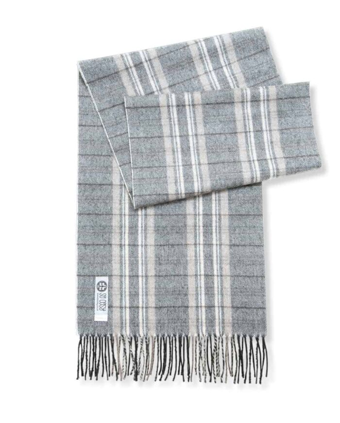 Grey and beige check scarf