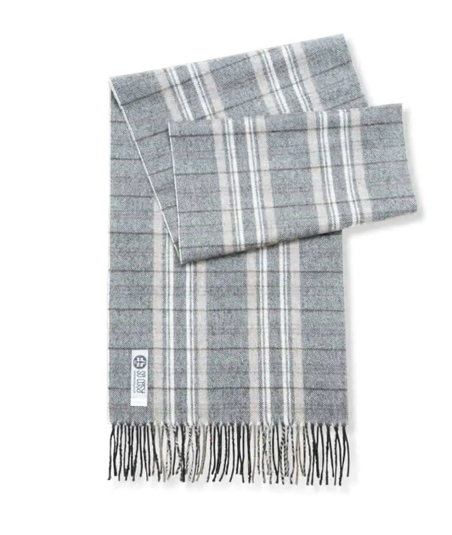 Grey and beige check scarf