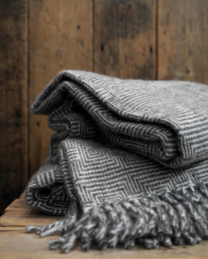 Madrid Scandinavian Pure Wool charcoal grtey throw blanket
