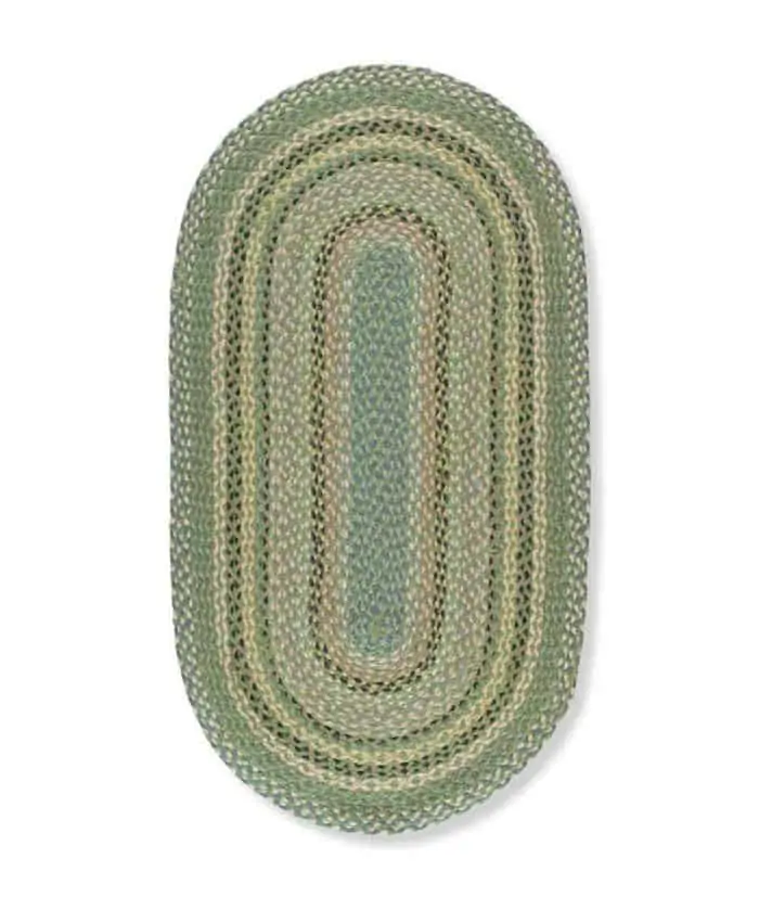 Mint colour oval shape rug made from organic jute
