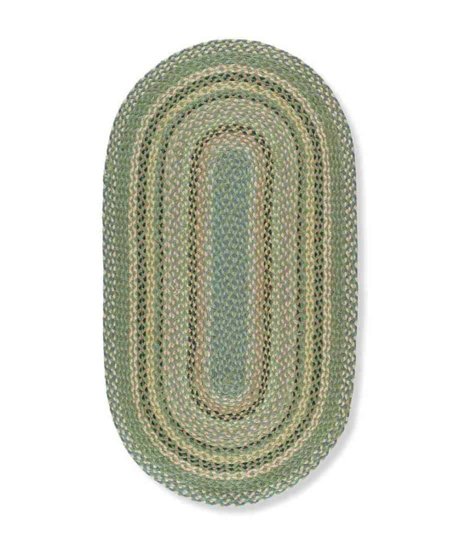 Mint colour oval shape rug made from organic jute