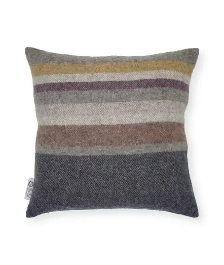Dale cosy pure new wool striped cushion in multi coloured design