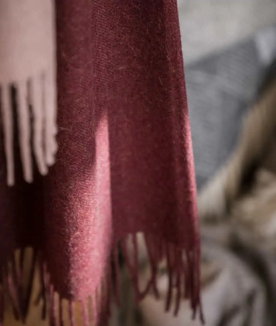 toni alpaca wool scarf in tawny port colour