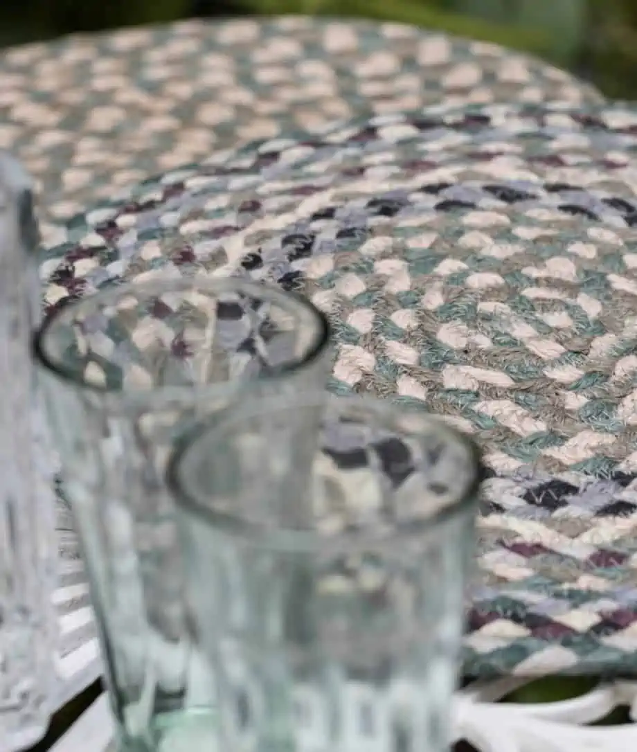 organic jute braided six placemats in a basket