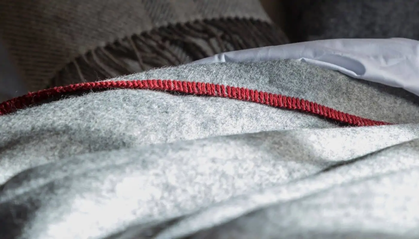 cosy grey colour with red contrast large throw blanket 