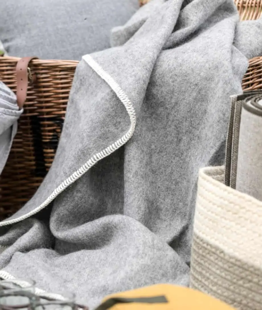 luxury throws in grey colour with blanket stitch