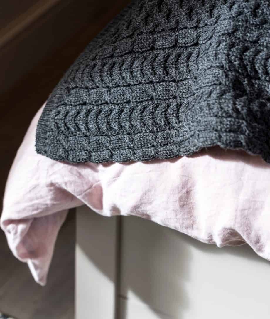 charcoal colour cosy merino wool knitted throw blanket