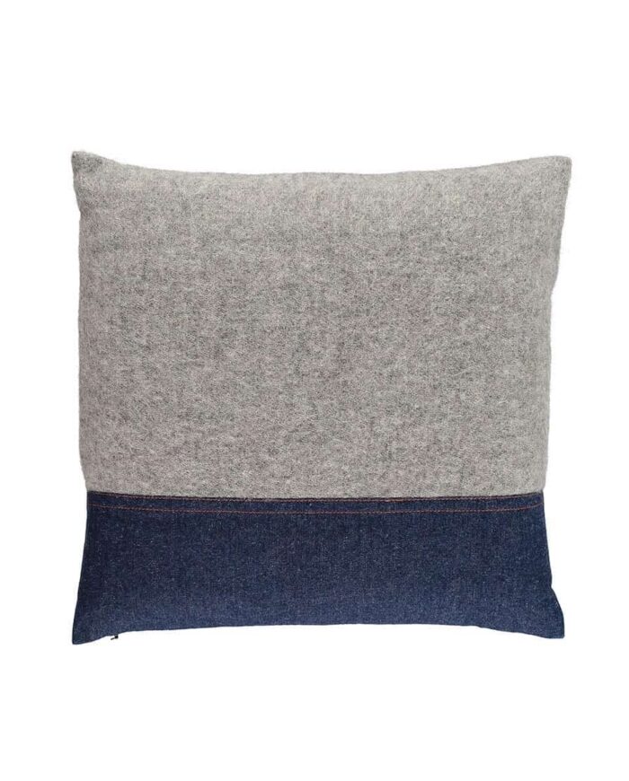 Paris grey and denim blue cushion