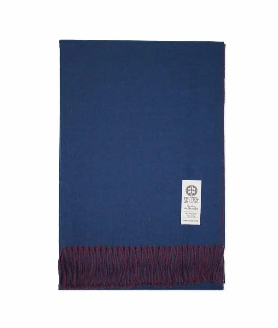 midnight blue medici crimson colour combination luxury baby alpaca wool throw blanket