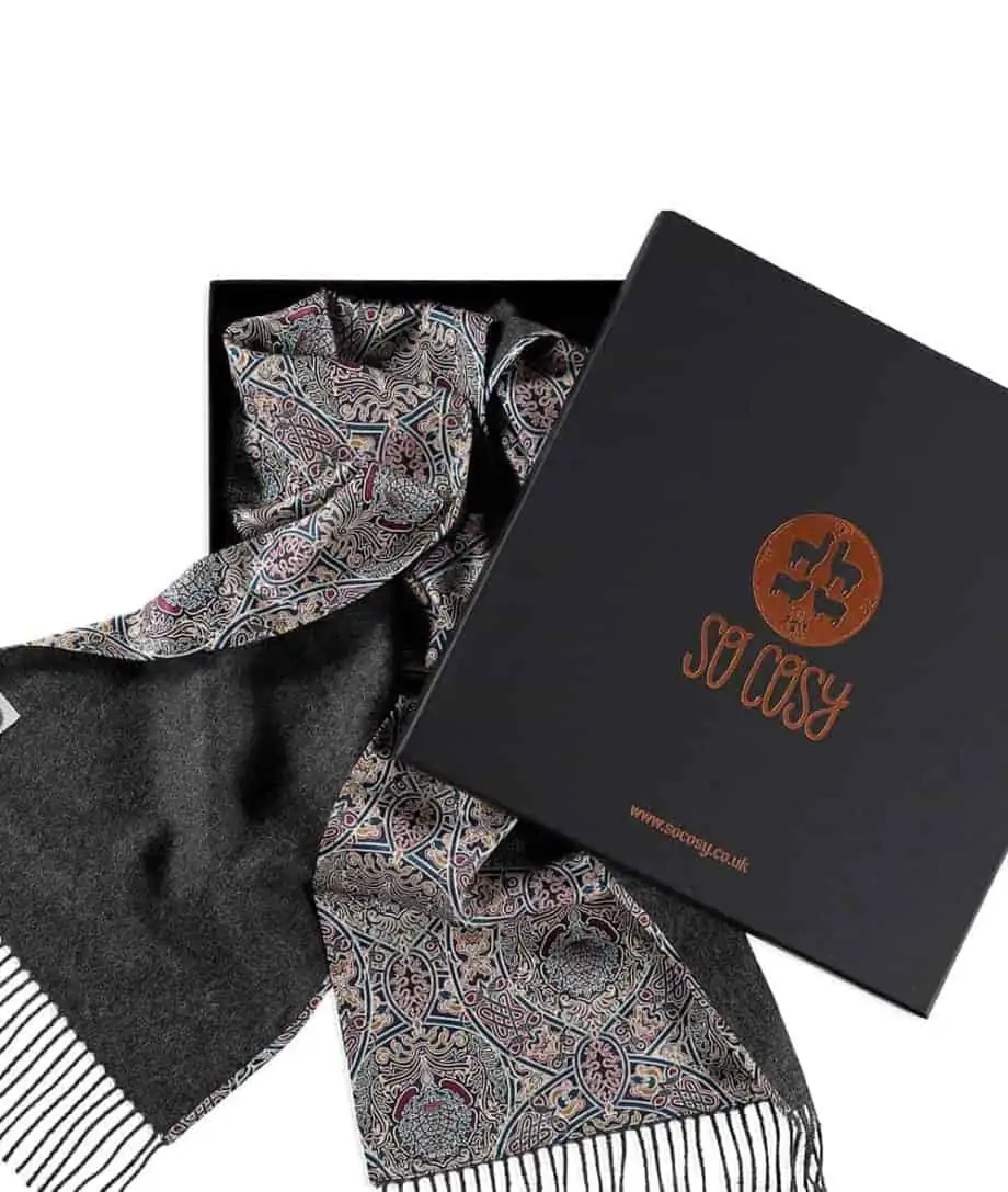 luxury and unique charcoal colour scarf for sale in gift box