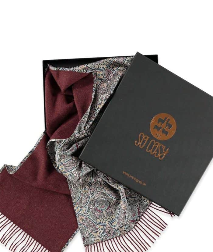 tawny port and gambier print scarf in box