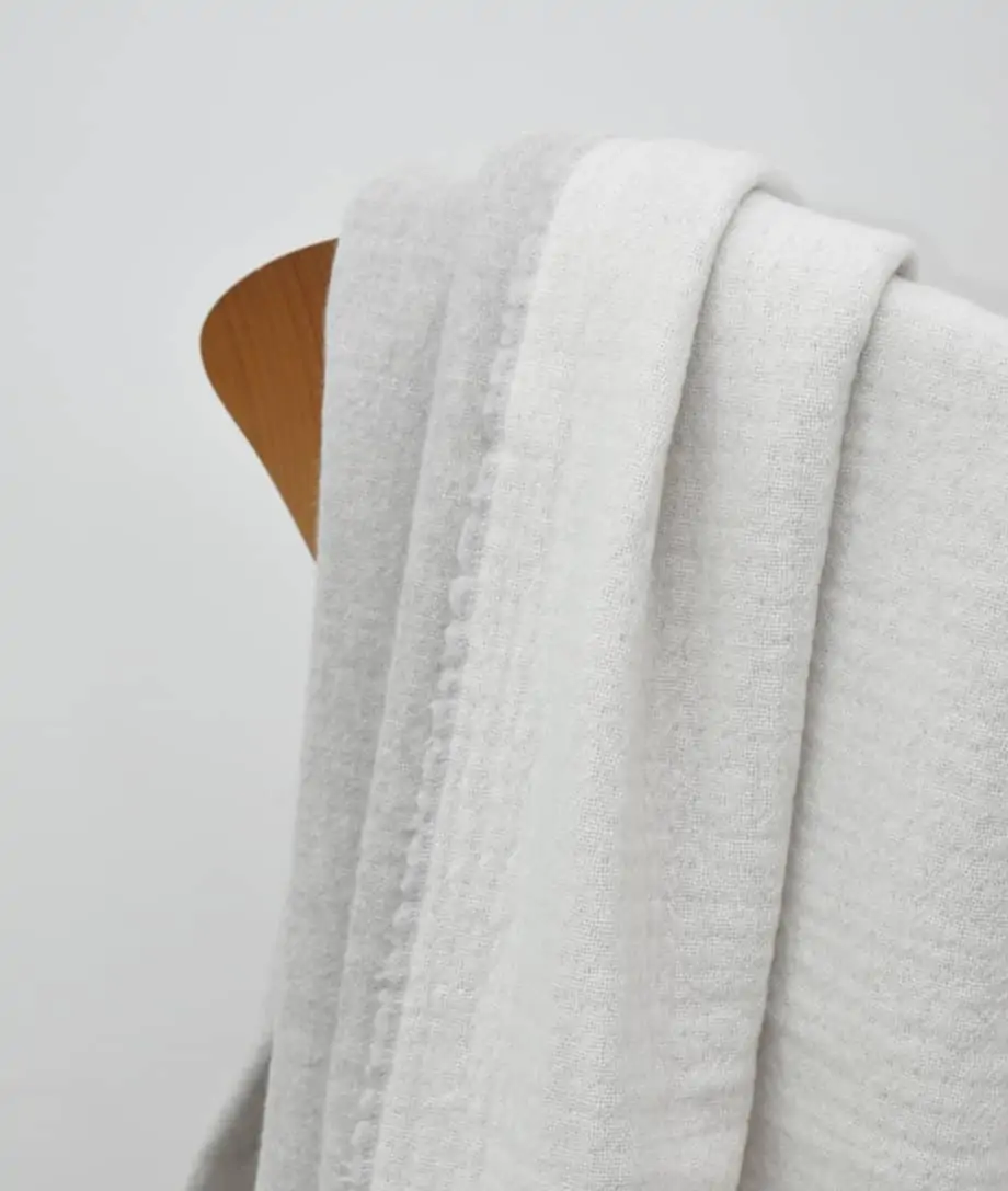 light grey and white colour reversible merino wool blanket