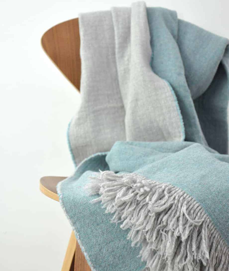 super soft and cosy aqua blue merino wool blanket