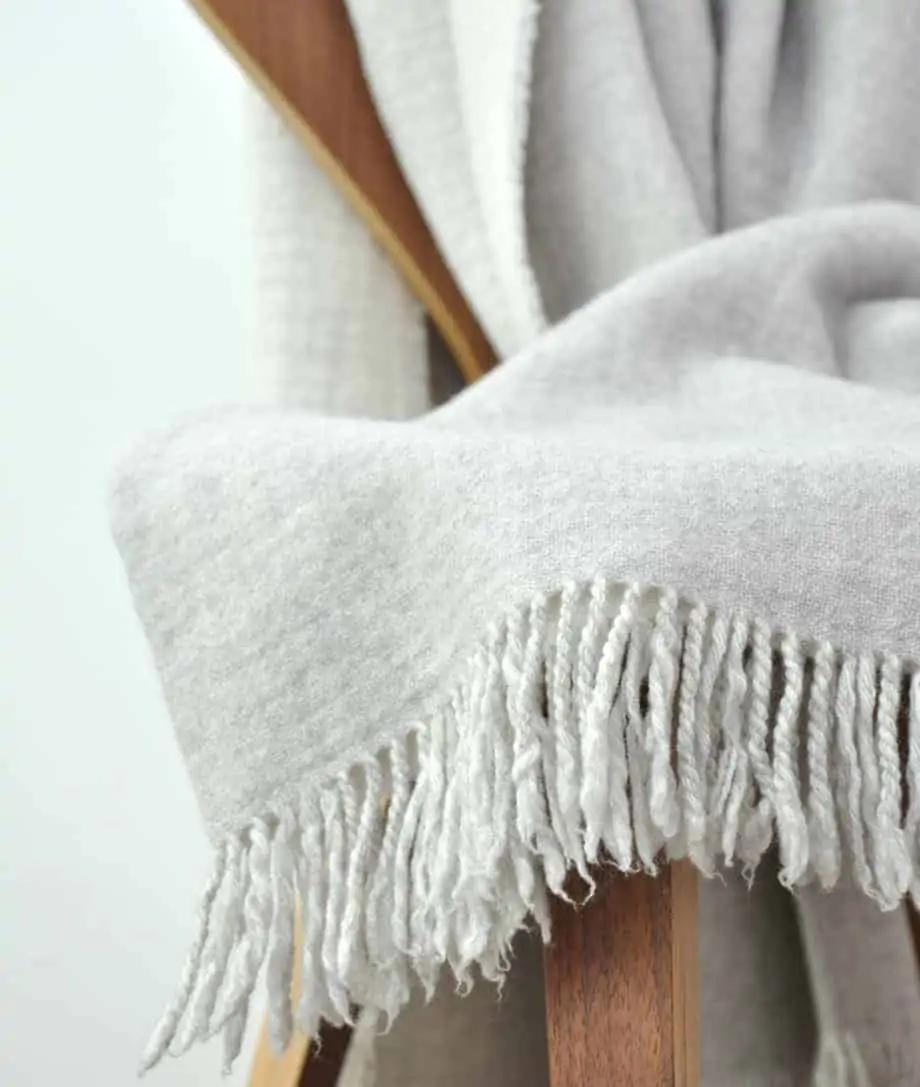light grey double face luxury merino wool blanket from so cosy