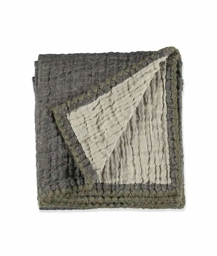 reversible linen wool throw grey taupe