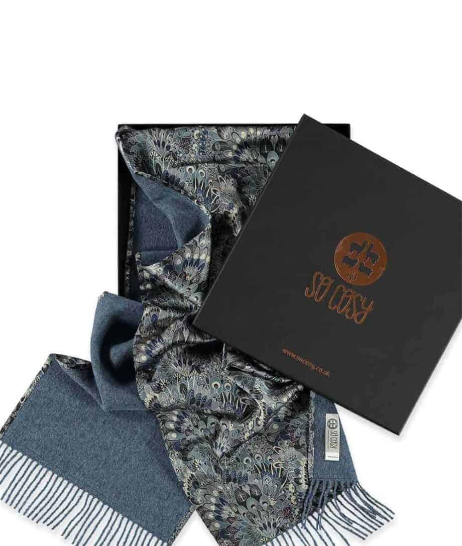 luxury liberty fabric eben silk scarf in gift box by so cosy