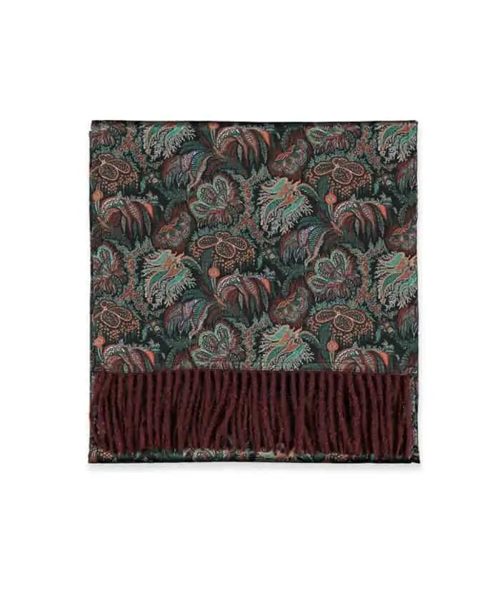 Liberty Scarf with Tawny Port & Paisley Corals Silk Pattern and Baby Alpaca Wool