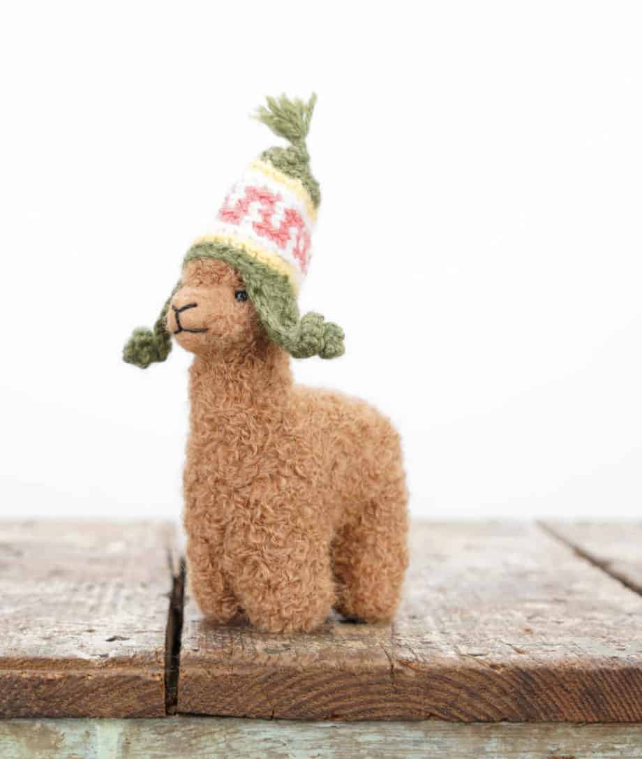 handmade cure baby alpaca soft toy with red hat