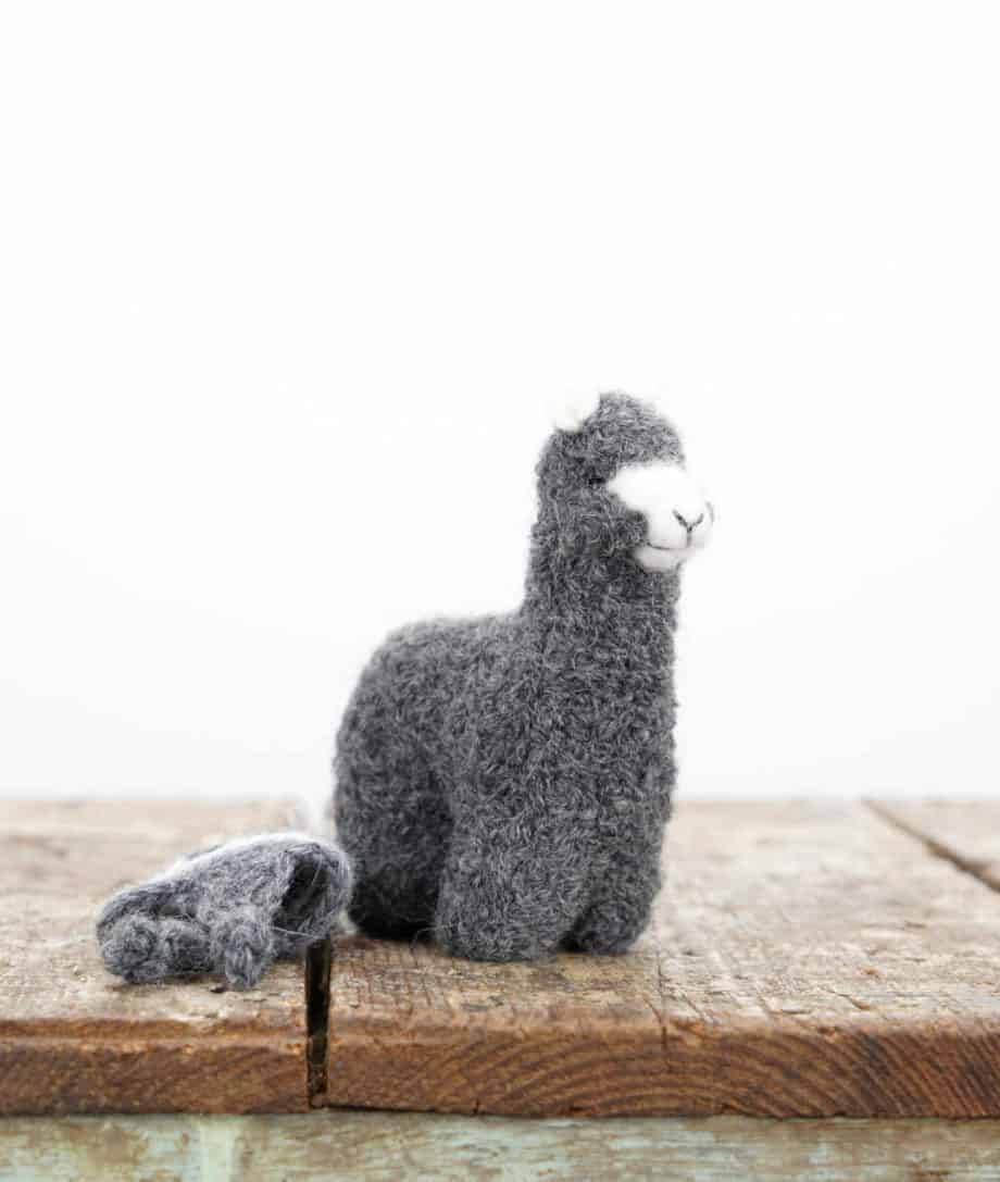cute grey baby alpaca toy with grey hat