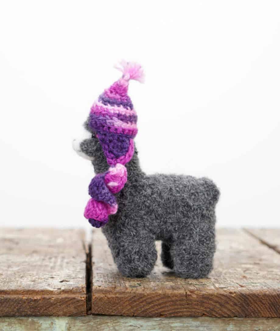 cute baby alpaca soft toy with purple hat online
