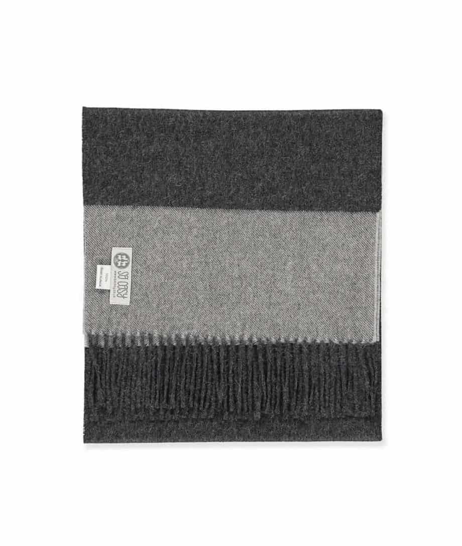 mens charcoal navy colour light weight soft baby alpaca wool scarf