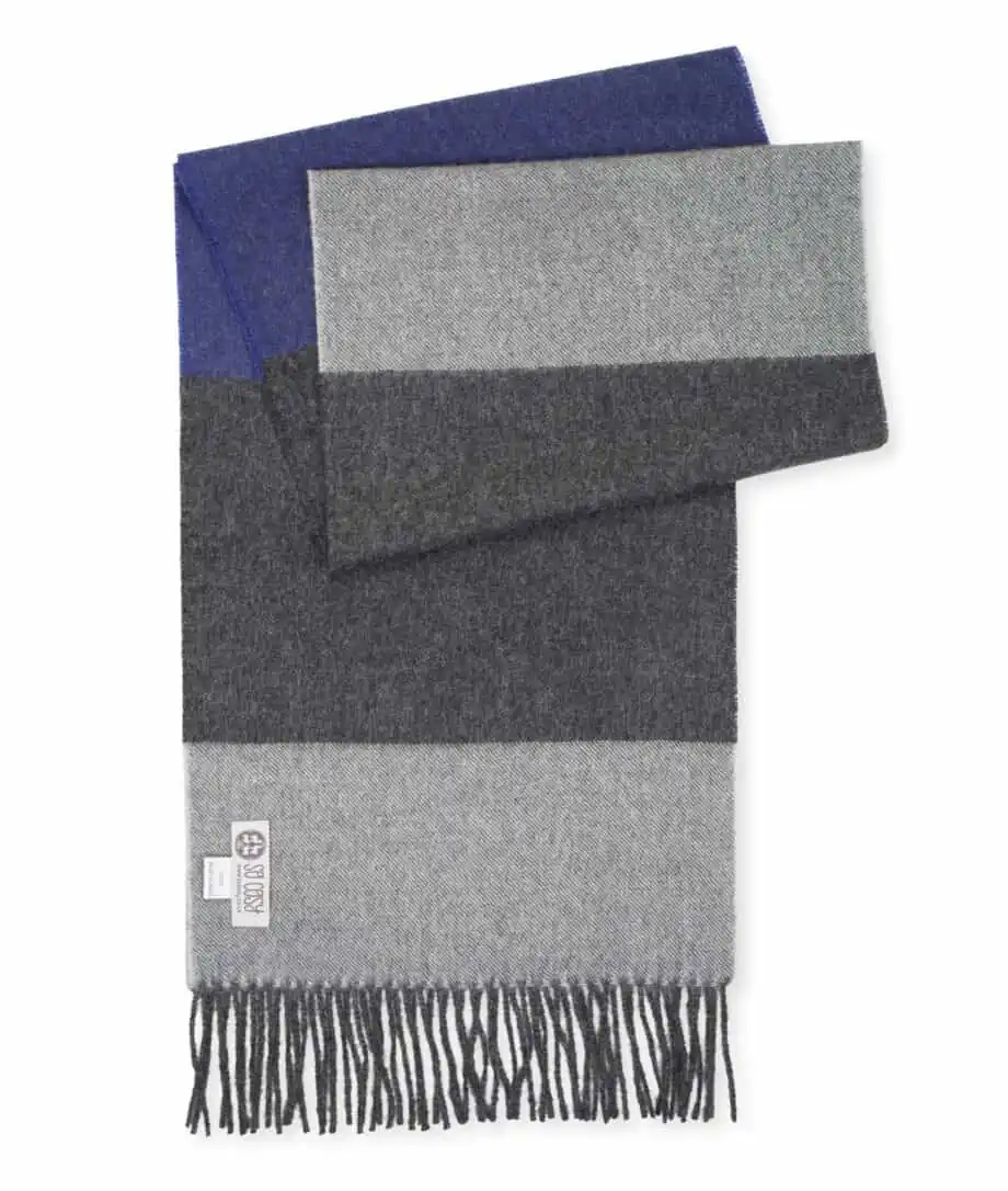 Tolli luxury baby alpaca wool soft scarf in grey blue clour