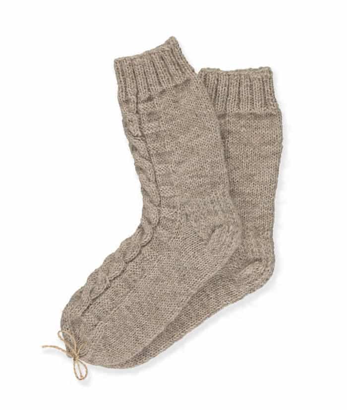Hand Knitted Socks in Taupe and Grey