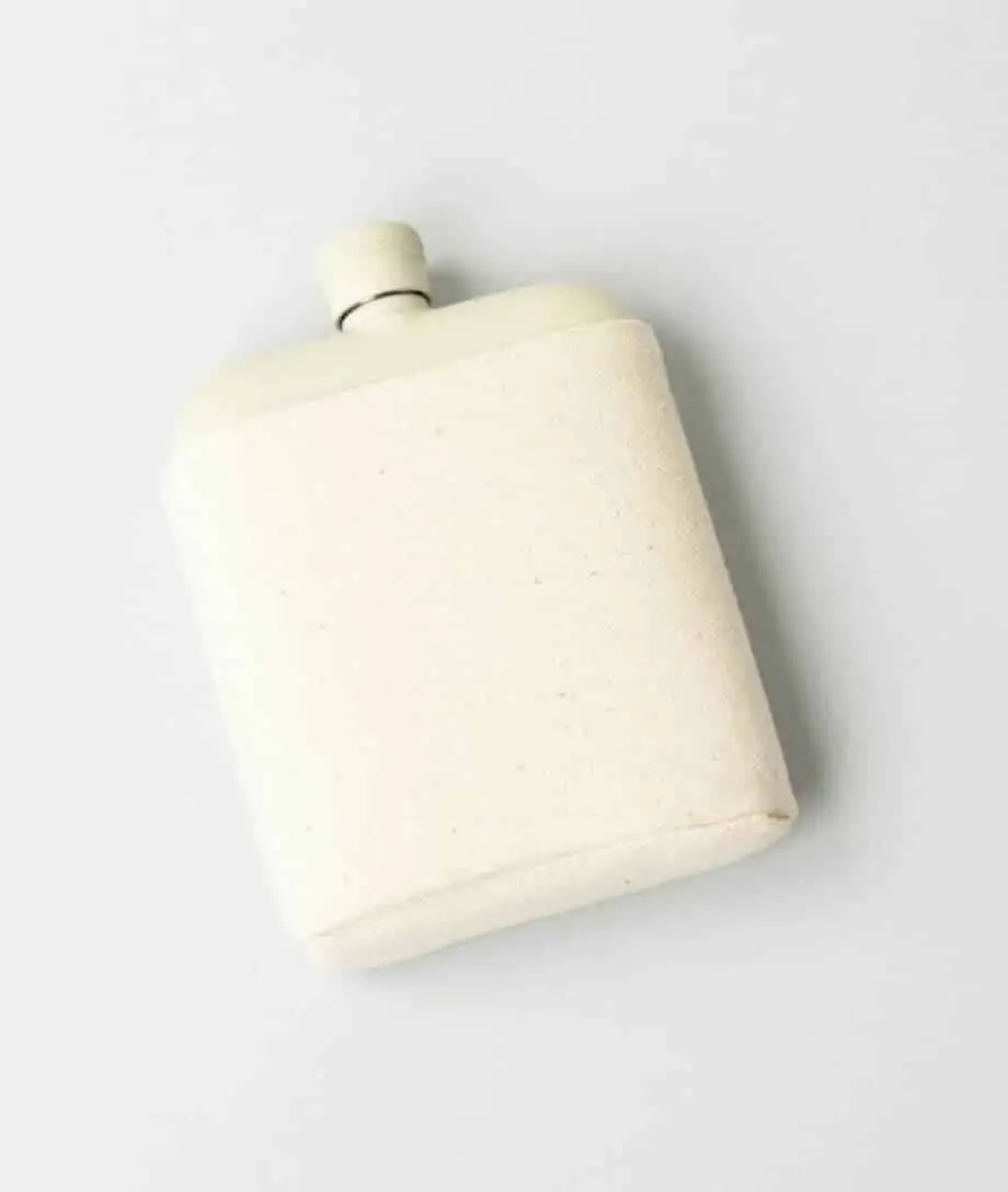 stainless steel flask in canvas carrier