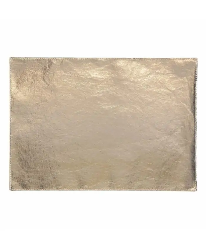 coated placemat in metallic platinum