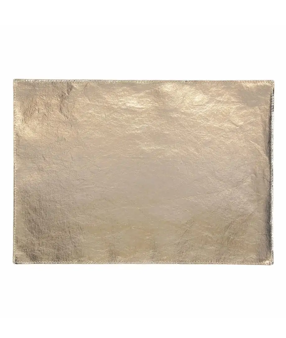coated placemat in metallic platinum