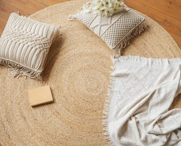 a cozy place to read on the floor jute woven