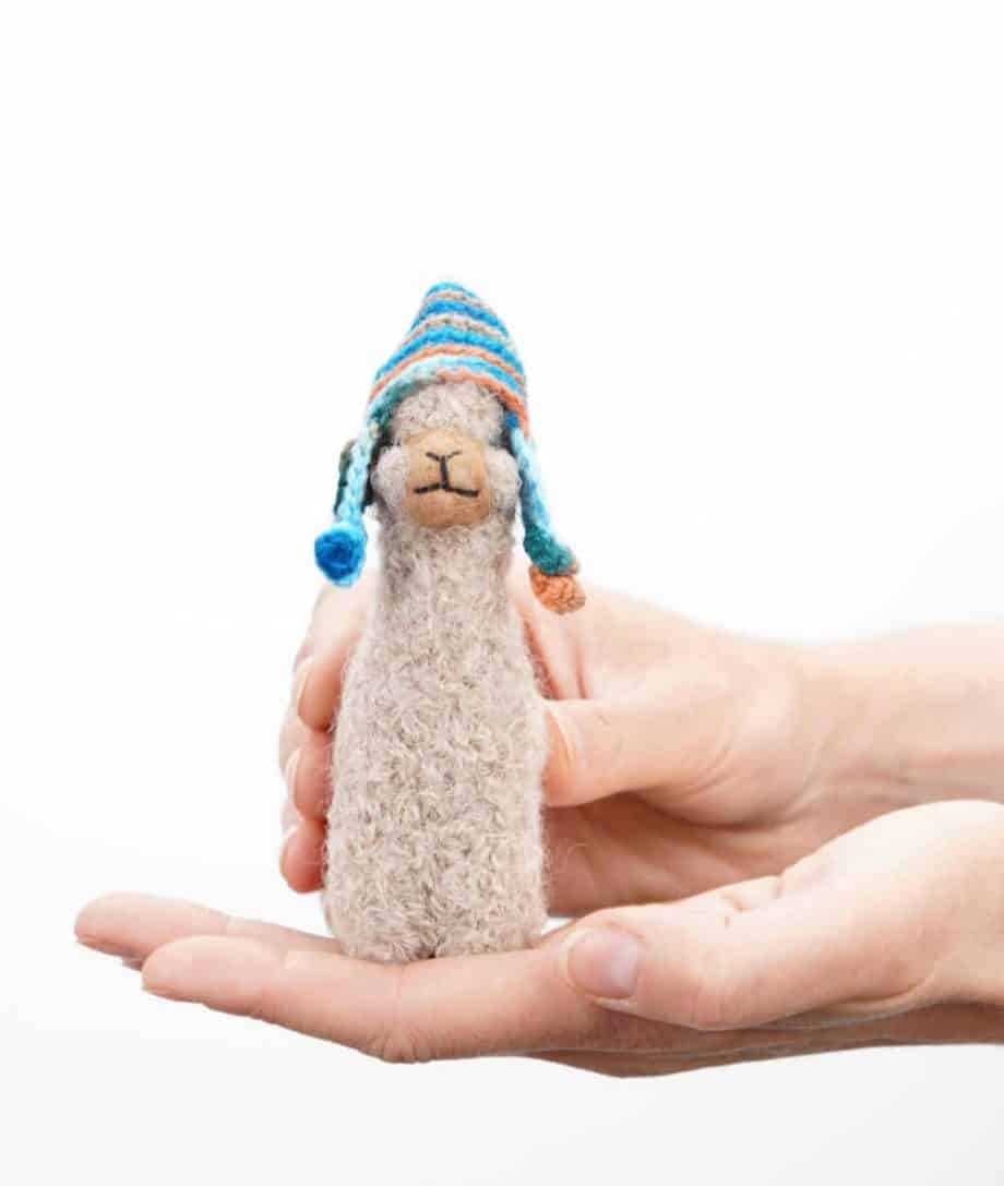 cute handmade baby alpaca toy with Peruvian hat