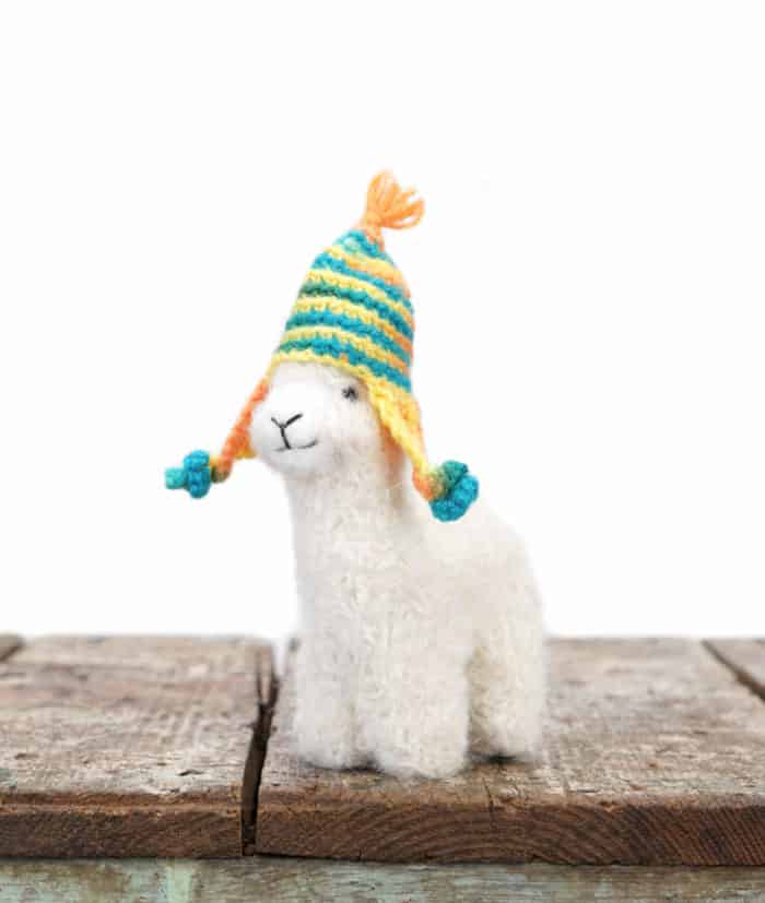cute handmade baby alpaca plush gift with a hat