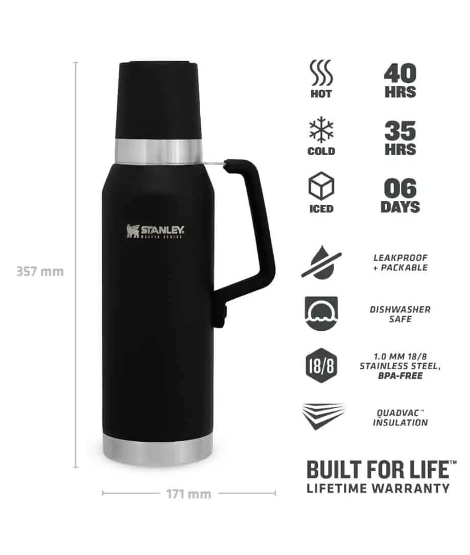 stanley 1.3L unbreakable thermal bottle matt black specifications online