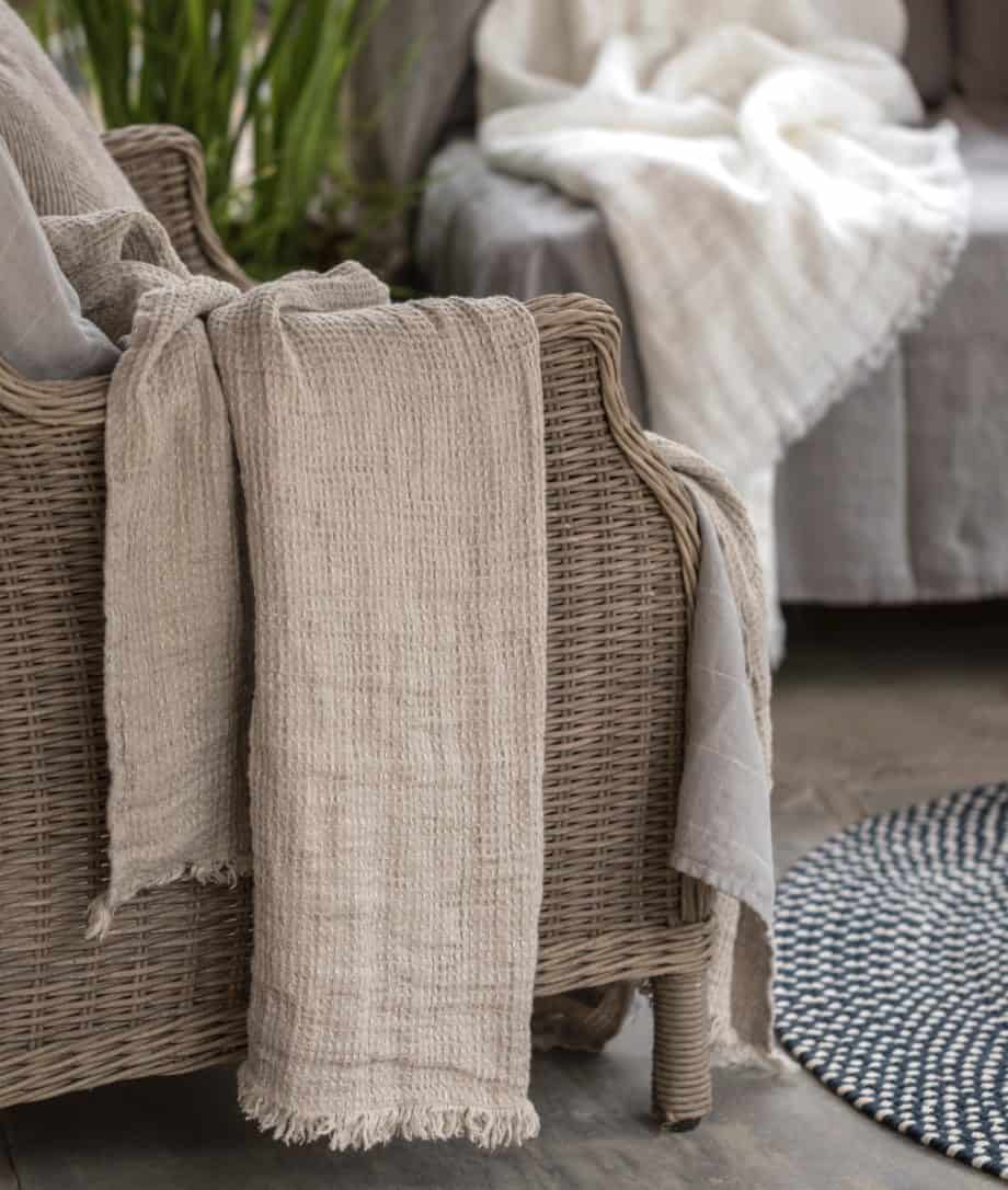 pure linen cosy throw online in natural colour