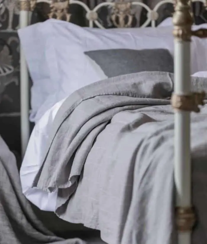 grey linen bedspread blanket