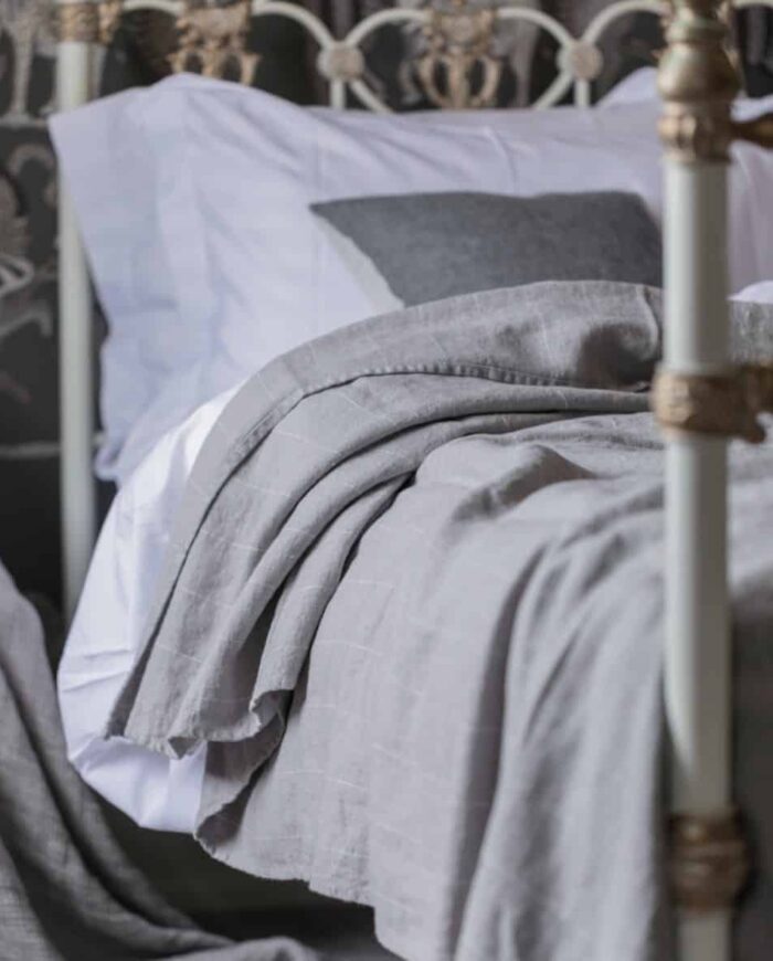 lunar grey pure linen bedspread