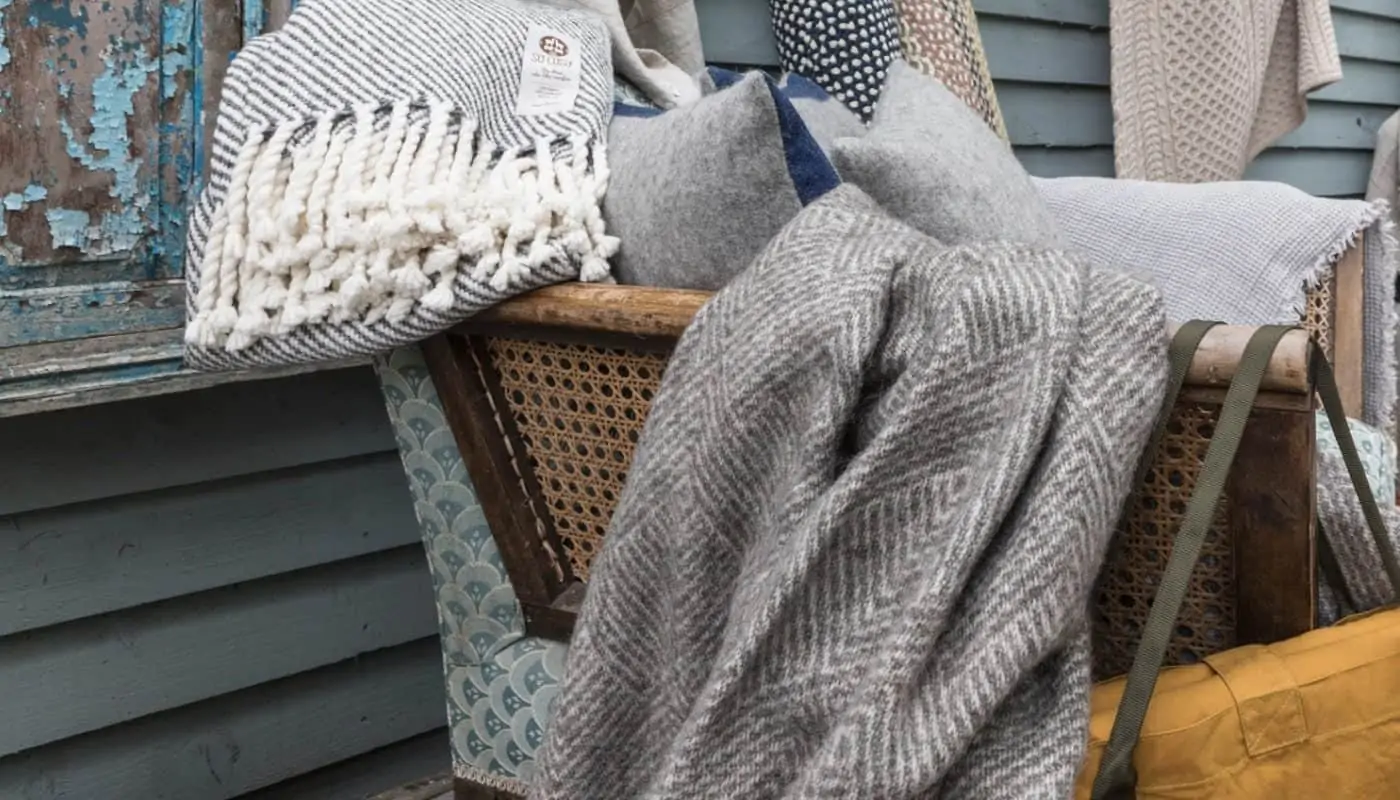 So Cosy undyed natural wool large throw blanket