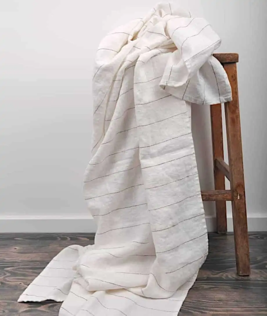 soft linen throw in off white
