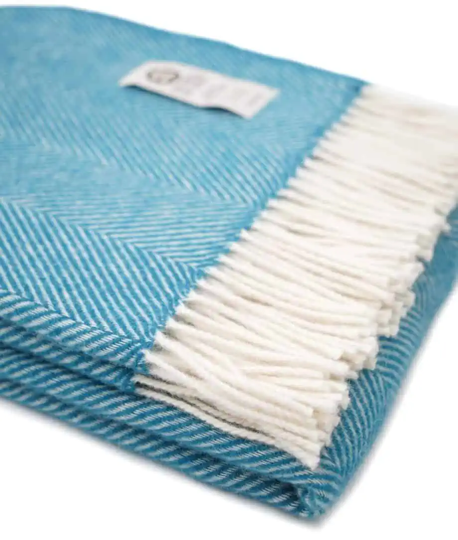 so cosy jelly bean blue pure wool throw blanket
