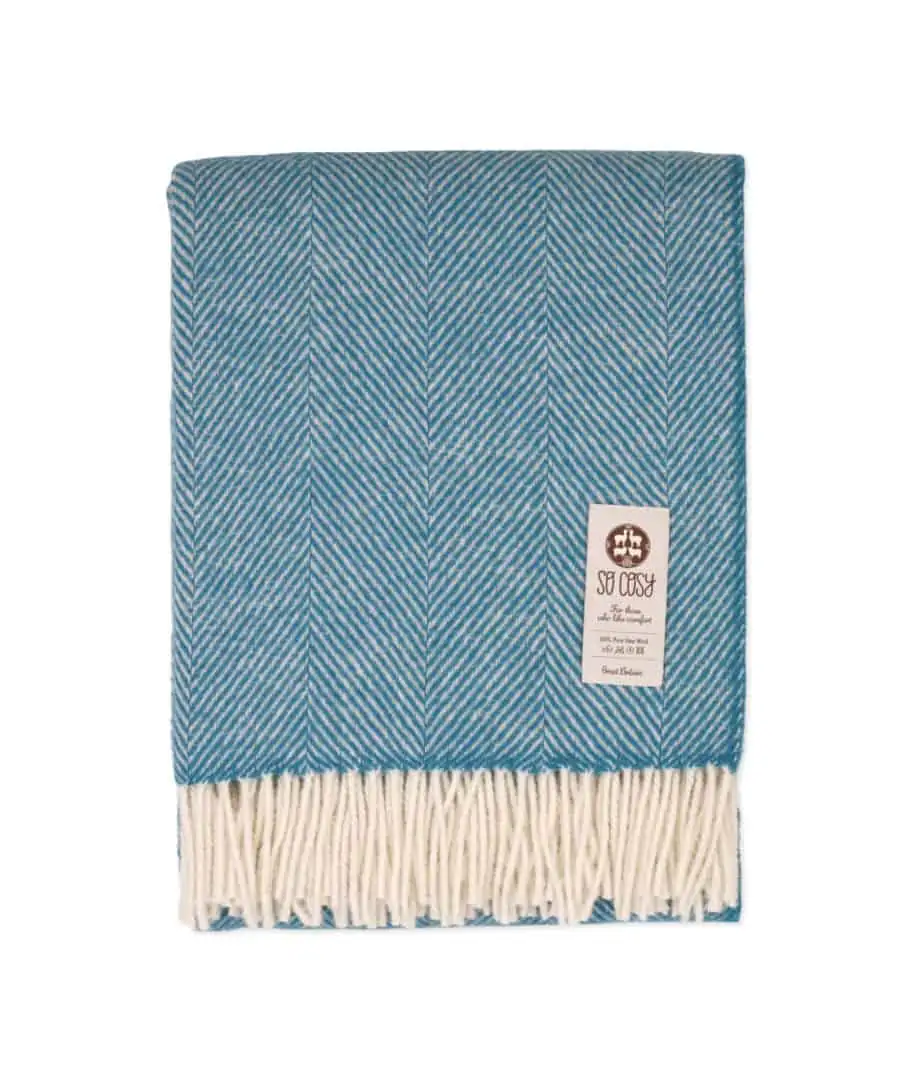 dani pure new wool cosy throw jelly bean blue