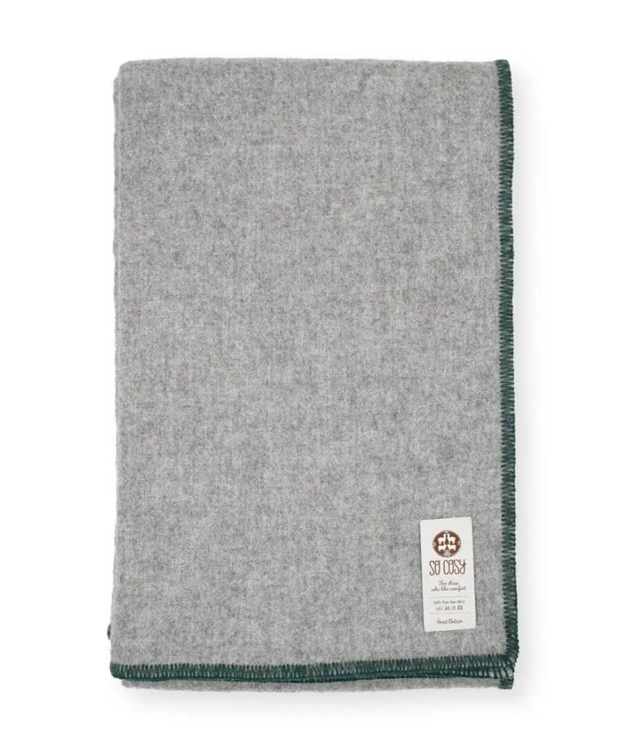 Della Large size 140 x 240 cm grey wool cosy clanket