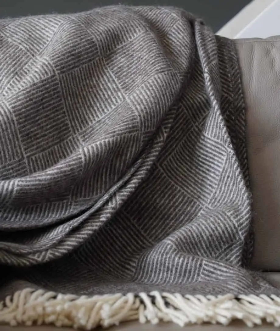 derry pure wool large blanket in vintage smoke grey colour