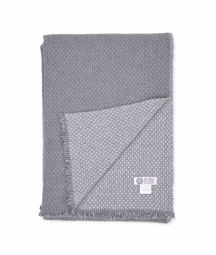 reversible pure merino wool cosy throw in forest grey colour