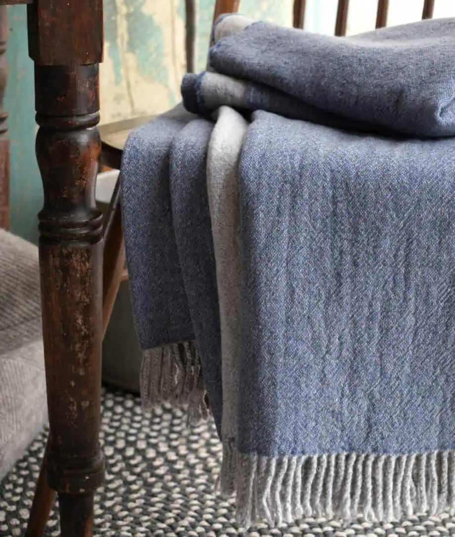 Dio soft merino wool Denim and Grey colour throw blanket