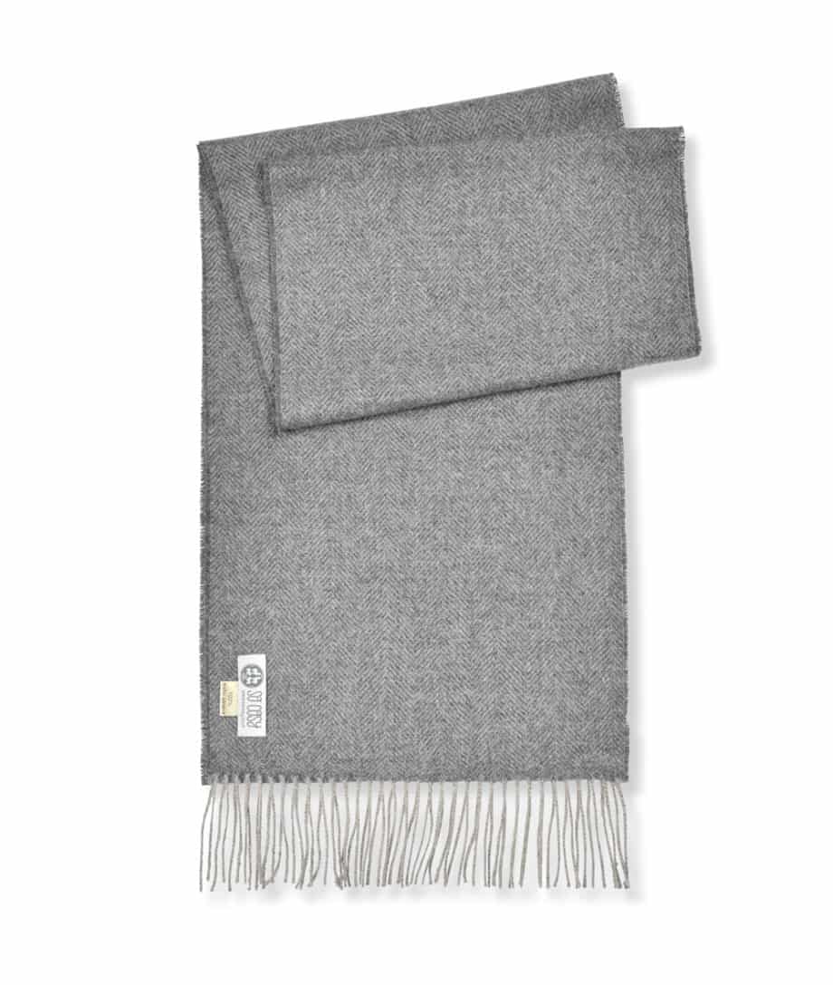 fine herringbone grey brown cosy baby alpaca wool scarf