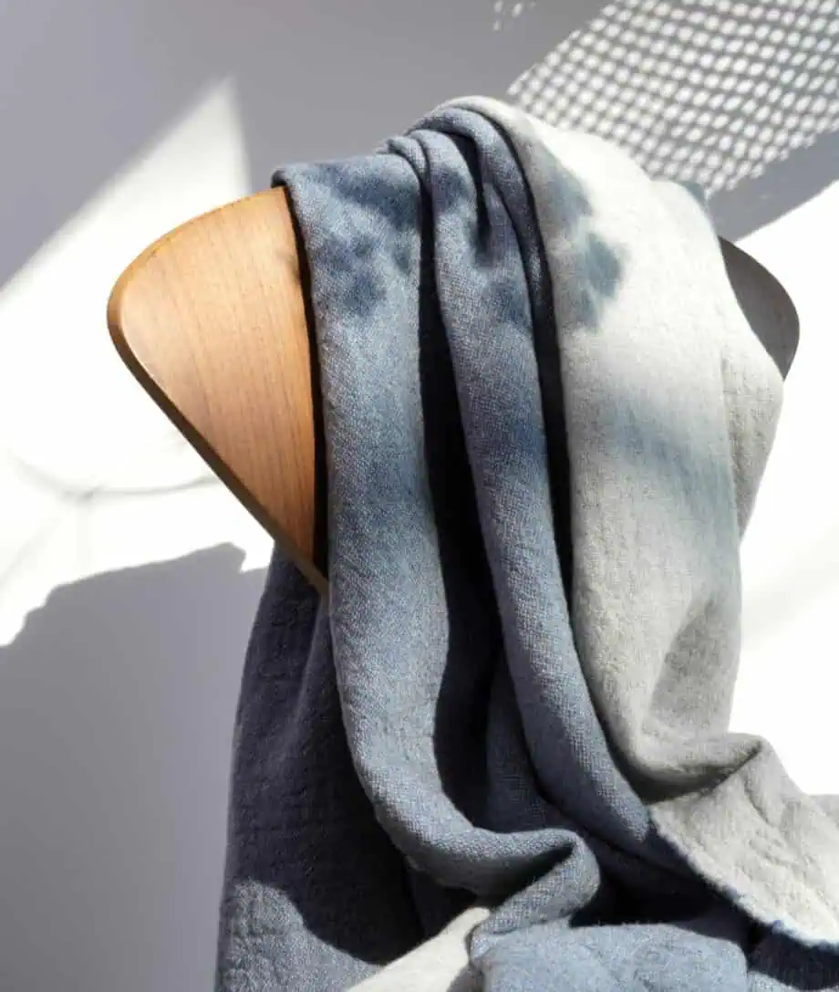 Dio soft merino wool throw blanket in Denim Blue and Grey colour