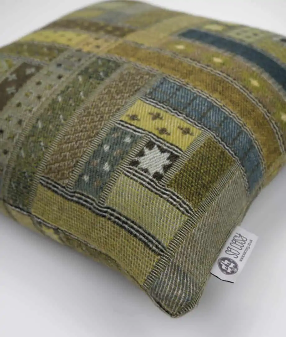 luxury merino wool cosy cushion in green colour